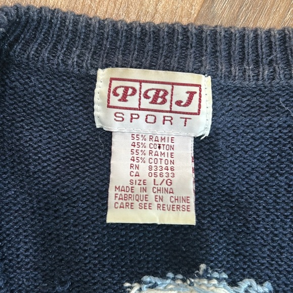 Vintage PBJ Sport Navy Blue Lighthouse Nautical Novelty Cardigan Size Large - Picture 8 of 16